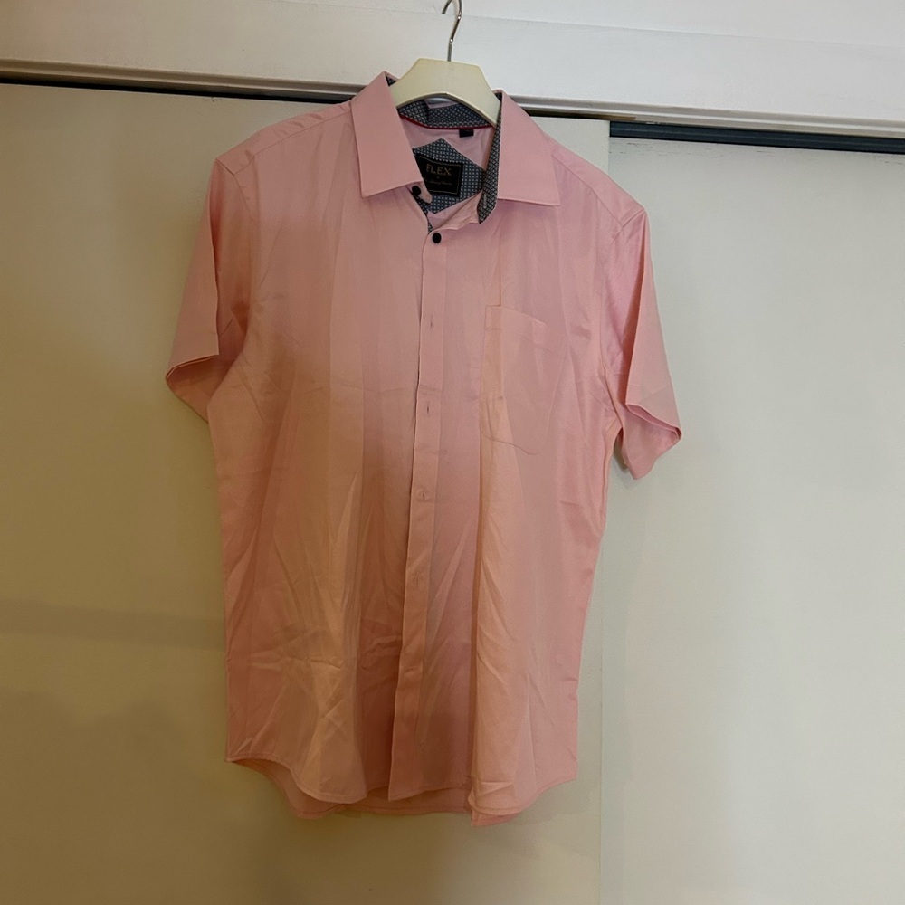 Elegant Pink Short Sleeve Button Down Shirt